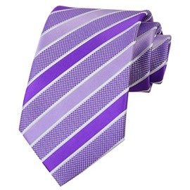 Elfeves Men's Lavender Purple White Stripe Silk Ties Business Spring Summer Wedding Groom Necktie