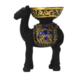 BRABUD TQGJBS651 - Portavelas de resina para el hogar, sala de estar, recámara, estante de mesa, regalo coleccionable, color negro