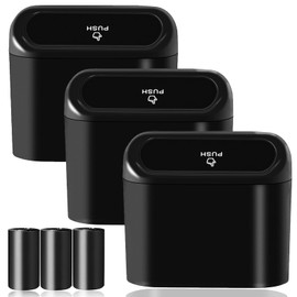 Car Trash Can Bin with Lid - 3 Packs Universal Vehicle Mini Leakproof Garbage Can Bin with 60pcs Trash Bags Can Organizer Storage for Front Back Seat Accessories for Auto Office Bedroom Home(Black)