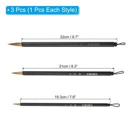 PATIKIL Calligraphy Brush, 3 Pack Watercolor Ink Painting Calligraphy Writing Brush Drawing Art Brush Steel Rod Handle for Beginner 3 Size Kit, Brown