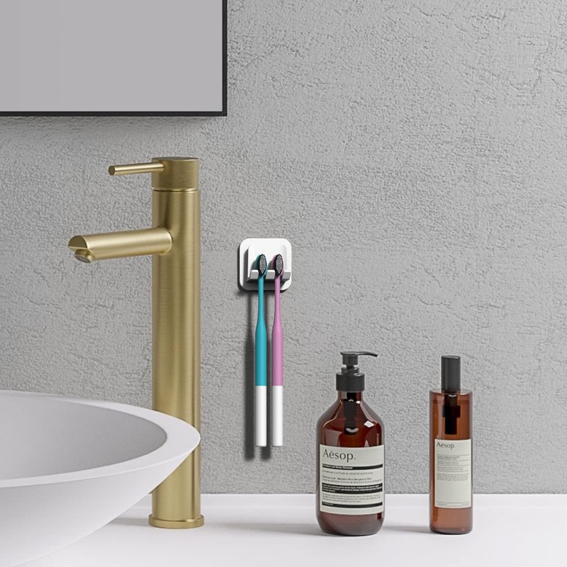 2 PCS Self-Adhesive Toothbrush Holders Wall Mounted, Water Proof Toothbrush