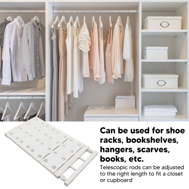 Wardrobe Partition Board Storage Extendable Rod Space Saving Layered Partition
