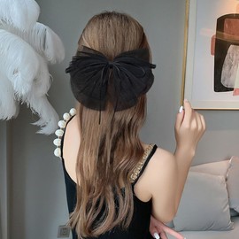 JKQBUX French tuFSLe pleated Large bow hair clips Barrette spring clip for women girls top clip Boutique hair accessories Wedding Bachelorette Party Decorations