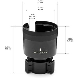 Bottle Boss Expandable Car Cup Holder - with Adjustable Base, Secure Anti-Tip Design, can fit Big Bottles 8.64 to 9.65 cm