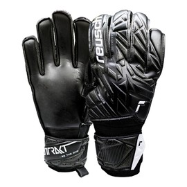 Reusch Attrakt Starter Goalie Gloves, Soccer Goalkeeper Gloves with Finger Protection, Breathable, Latex Free, Durable, for Artificial Grass & Hard Surfaces, Size 9, Black