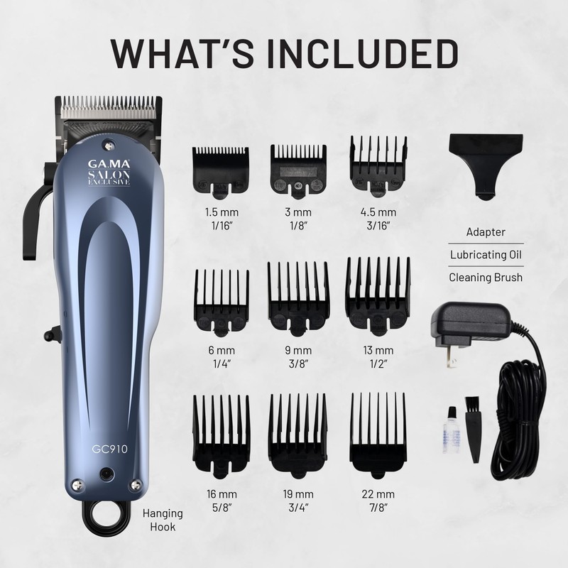GA.MA GC910 Hair Clipper, Corded or Cordless, Ultra-Sharp Stainless Steel