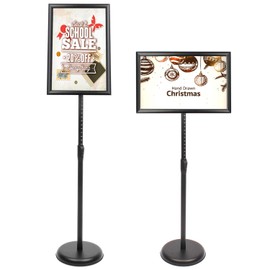 DISPLAYSWORKER Sign Holder Floor Stand with Heavy Duty Pedestal, Adjustable Pedestal Poster Stand Aluminum Snap Frame for 8.5 x 11 Inch, Black