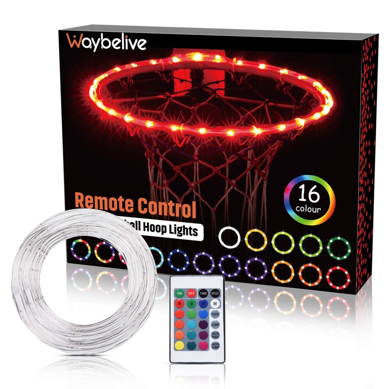 Waybelive LED Basketball Hoop Lights, Remote Control Basketball Rim LED
