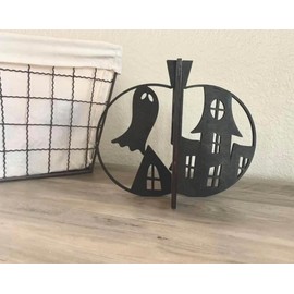 3D Wood Haunted House Pumpkin