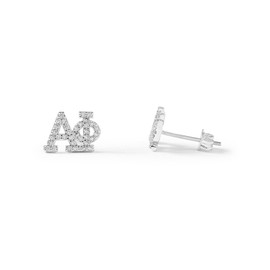 Sorority Shop Alpha Phi Earrings — White Gold Plated Stud Earrings, Long-Lasting Alpha Phi Sorority Gifts for Women