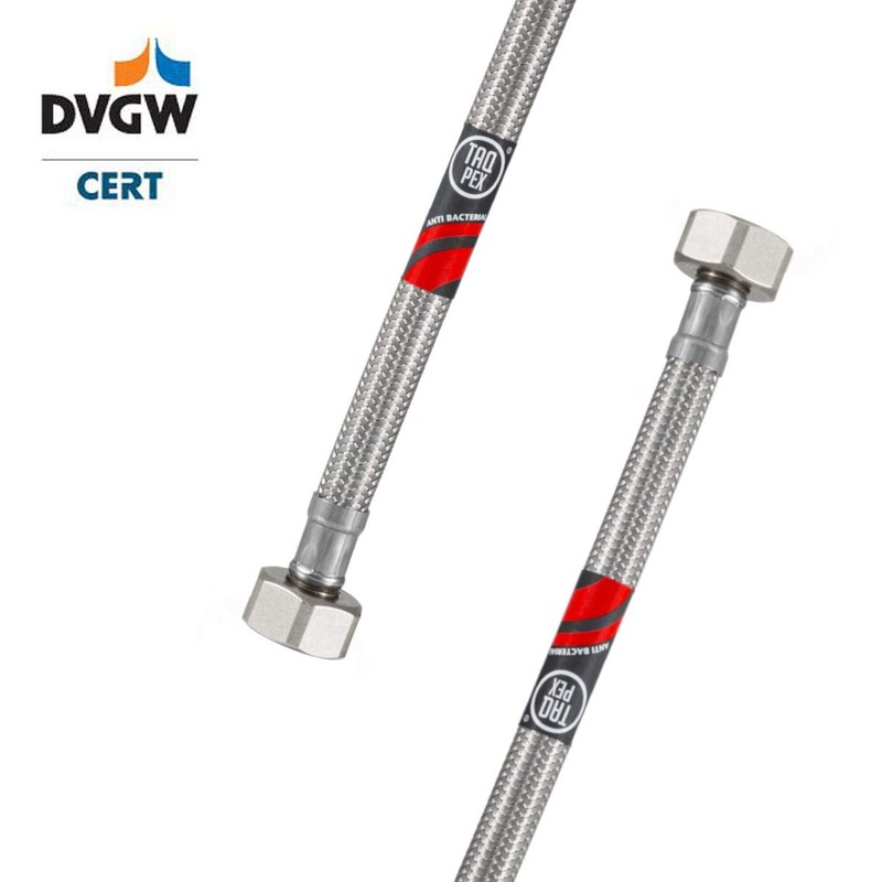 DVGW tested flexible hose 3/8 inch nut x 3/8 inch