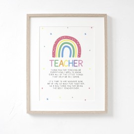Lula Design TEACHER Rainbow Poem Print A4 or A5 UNFRAMED PRINT, School Leavers Gift, Gift for Teacher, Print for Teacher, School Leavers Print, Poem for teacher, thank you for helping me grow