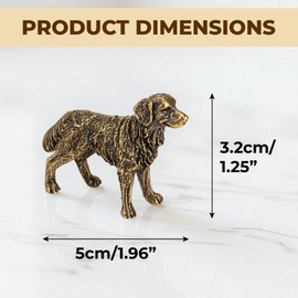 KH866 - Mini estatua dorada de latón para perro (3,7 x 3,3 cm)