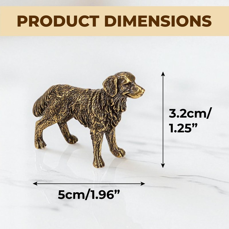 KH866 - Mini estatua dorada de latón para perro (3,7