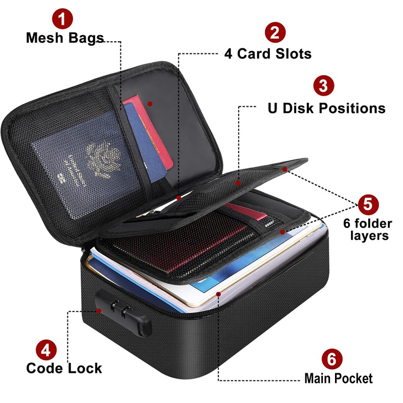 ENGPOW Small Fireproof Bag with Lock,Fireproof Soft Money Organizer Case