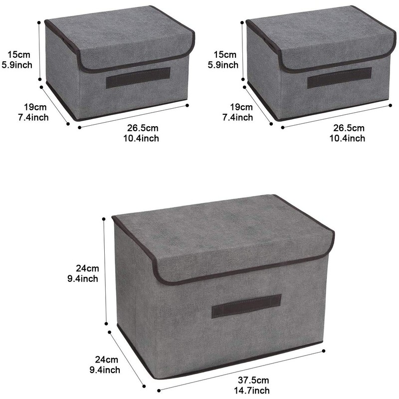 DIMJ 3 Pack Foldable Storage Boxes with Lids, Collapsible Storage