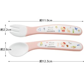Skater SFB2 Children's Spoon and Fork Set, Kitty Sanrio, 4.7 inches (12 cm)
