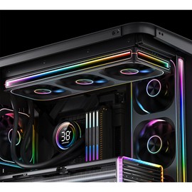 ​JONSBO ZA-360BR (Reverse) PC Case Fan,All(3)-in-One,Single Frame Unit with 3x120mm 3Pin ARGB Fans,PWM, Reverse Blade Silent Fans with 4-Sides Infinity Mirror Fan,Aluminum Nameplate,28mm Thick Black