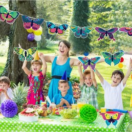 Butterfly Birthday Party Decorations Supplies, Big Butterfly Party Door Signs Home Decor Paper Cutouts Banner for Summer Birthday Baby Shower Family Reunion Theme Party Decorations (10 Counts)