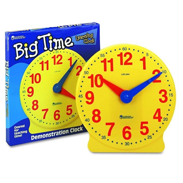 Learning Resources Big Time Learning Clock, Analog Clock, Homeschool, 12 Hour, Basic Math Development, Ages 5+