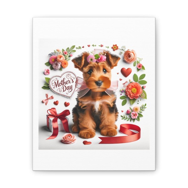 DistinctInk Welsh Terrier puppy Mother's Day - Decorative Canvas Wall