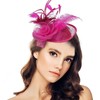 Women Feather Fascinator Hat Flower Pillbox Hat Wedding Bridal Headdress