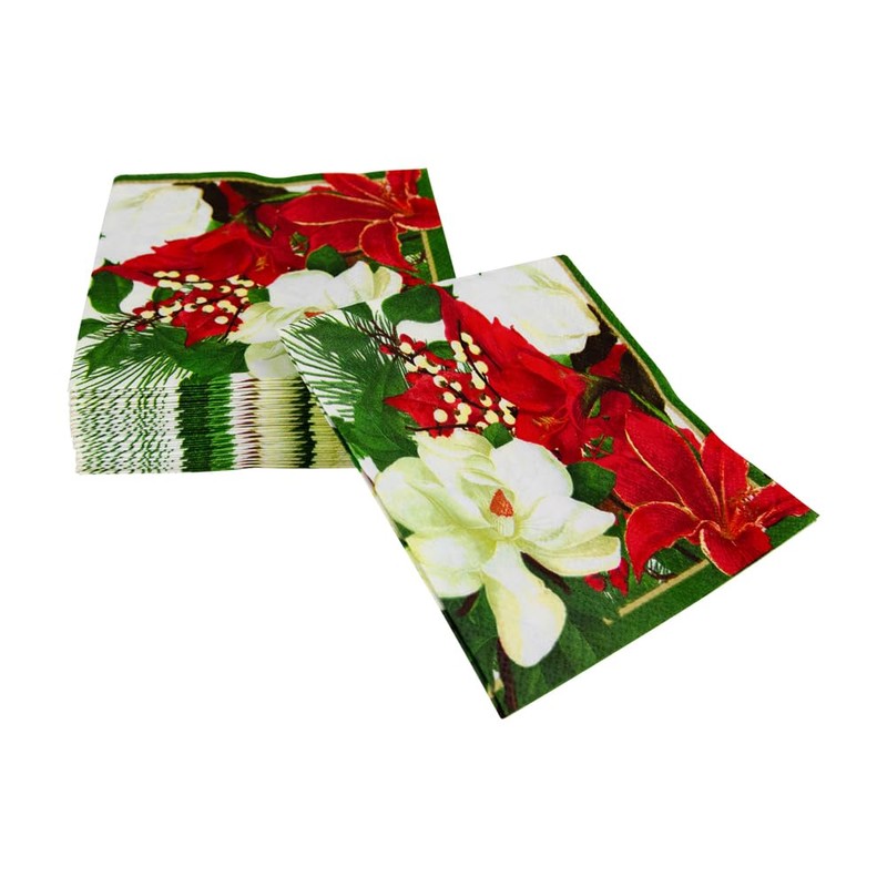 Caspari Christmas Garden Cocktail Napkins - 20 Per Package