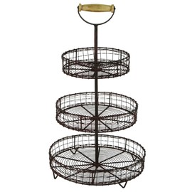 YRHD,INC Antique Style Metal Wire 3 Tier Rack Display Stand Basket Rustic Farmhouse Decor