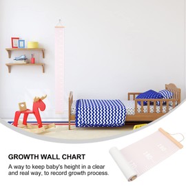 TOYANDONA Children's Height Chart Height Meter Growth Measuring Bar Roll Up Children Baby Wooden Nursery Decoration for Children Nursery Bedroom Decoration Pink