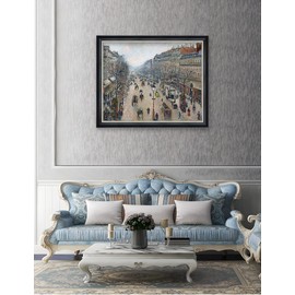 IPIC - The Boulevard Montmartre on a Winter Morning by Camille Pissarro, Classic Art Giclee Print with Solid Wood Frame for Home Decoration and Wall Art, Total Size 33.25" W x 27.25" H