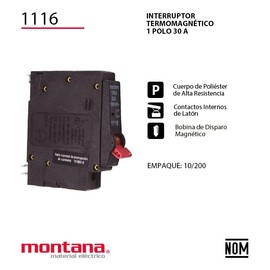 Pastilla Interruptor Termomagnético Montana Premium (1pz)