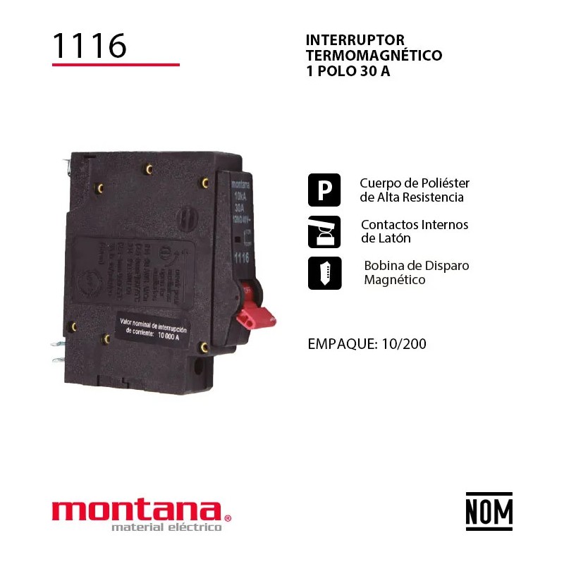 Pastilla Interruptor Termomagnético Montana Premium (1pz)