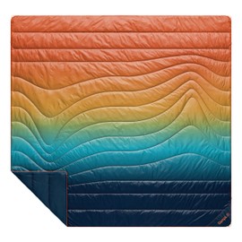 Rumpl Original Puffy Blanket - Warm Puffy Camping Blanket, 100% Recycled Polyester Insulation, Lightweight, Packable, Water-Resistant, Outdoor Puffer Blanket, 84"x80", Cascade Fade