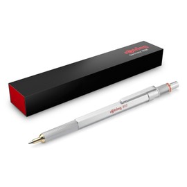 rOtring 800 Premium Ballpoint Pen - Silver Metal Barrel - Black Ink - Smooth Twist Action - Refillable - Gift Boxed