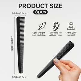 Carbon Fiber Barber Comb - 2 in 1 Salon Stylist Comb, Heat Resistant, Fine & Wide Tooth, Professional Hairstylist Tool