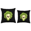Romaine Lettuce Smiling Comic Style Throw Pillow