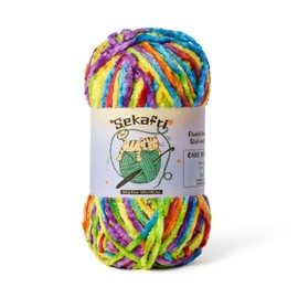 Fuzzy Chenille Yarn for Crocheting,Velvet Baby Blanket Yarn for Crocheting,Soft Plush Yarns for Hand Knitting,(100 g/131yds) Fluffy Amigurumi Crochet Yarns (Rainbow)