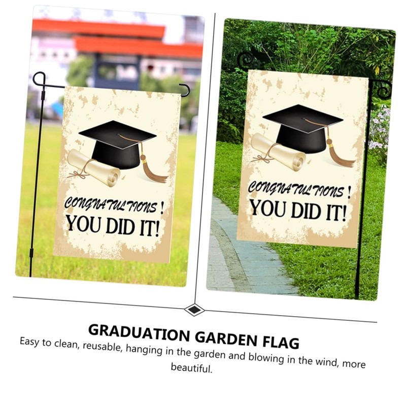 Mipcase 1pc Graduation Garden Flag Decorative Outdoor Banner Graduation Elements