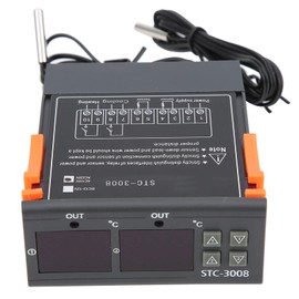 Digital Temperature Controller Stc3008 24v,STC-3008,Temperature Controllers Temperature & Humidity STC-3008 Thermostat with Probe for Refrigerator,Greenhouse and (110-220V)