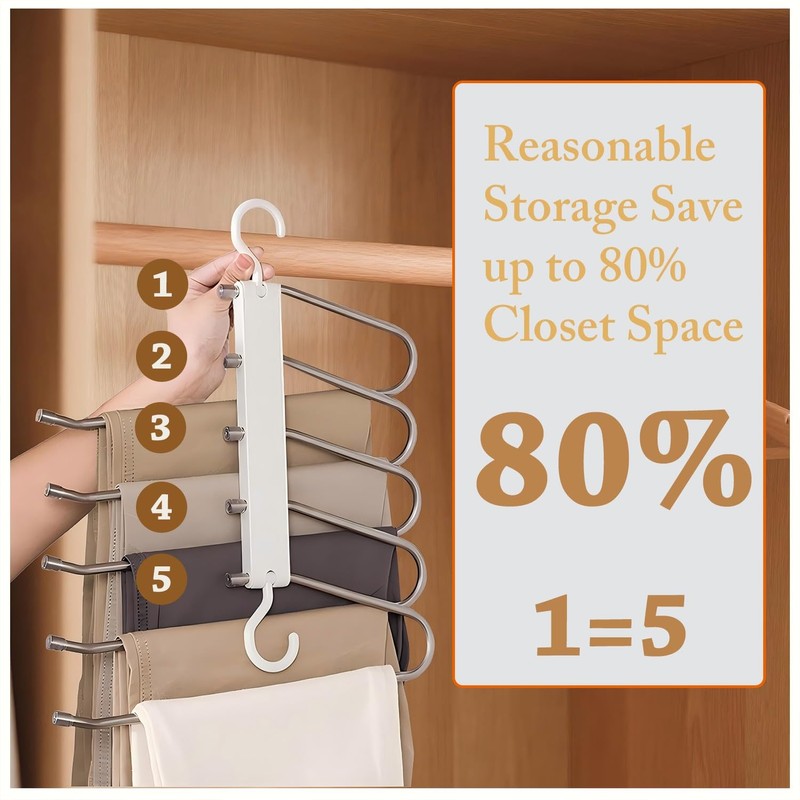 Denipry 2 Pack Trouser Hangers Space Saving, Stainless Steel Hangers