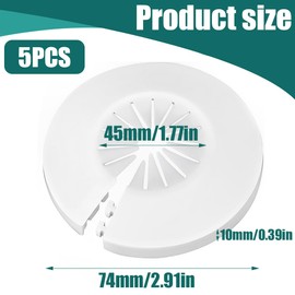 WeddHuis Pack of 5 Heating Pipe Rosette Folding Pipe Cover for Hot and Cold Water Pipes, Gas Pipes and Pipe Pipes, Universal 14-45 mm, White