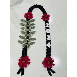 Money Lei (Graduation, Retirement, Special Occasion) ALL BLACK OPEN LEI with yr