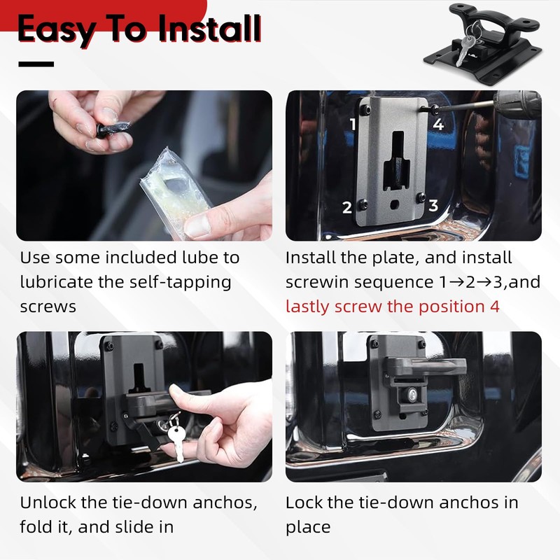 4 Pack Heavy Duty Bed Tie Down Anchors Compatible with