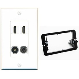 RiteAV 2 Port HDMI 1 Toslink 3.5mm Jack Wall Plate - Bracket [White]