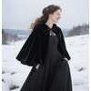 Joukavor Medieval Velvet Cape with Hood Women Short Renaissance Hooded