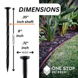 40-Pack 8-Inch Plastic Landscape Edging Anchoring Stakes, Spiral Landscape Anchoring Spikes for Paver Edging, Weed Barrier, Artificial Turf Nails & More (Fits Most No Dig Edging) (40, Green)