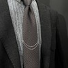 AWOCAN 2PCS Men's Tie Chain Silver Golden Tie Chain Link