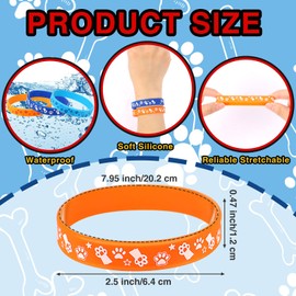 Ddincuvo 24pcs Blue Dog Paw Print Party Bracelets,Silicone Birthday Favors for Kids Birthday Party Favors,Cartoon Theme Classroom Exchange Gifts,Print Wristbands in Blue,Navy,Brown,Tan Orange (24)