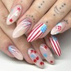 Mkwntg 24Pcs Independence Day Press on Nails Medium Almond Fake