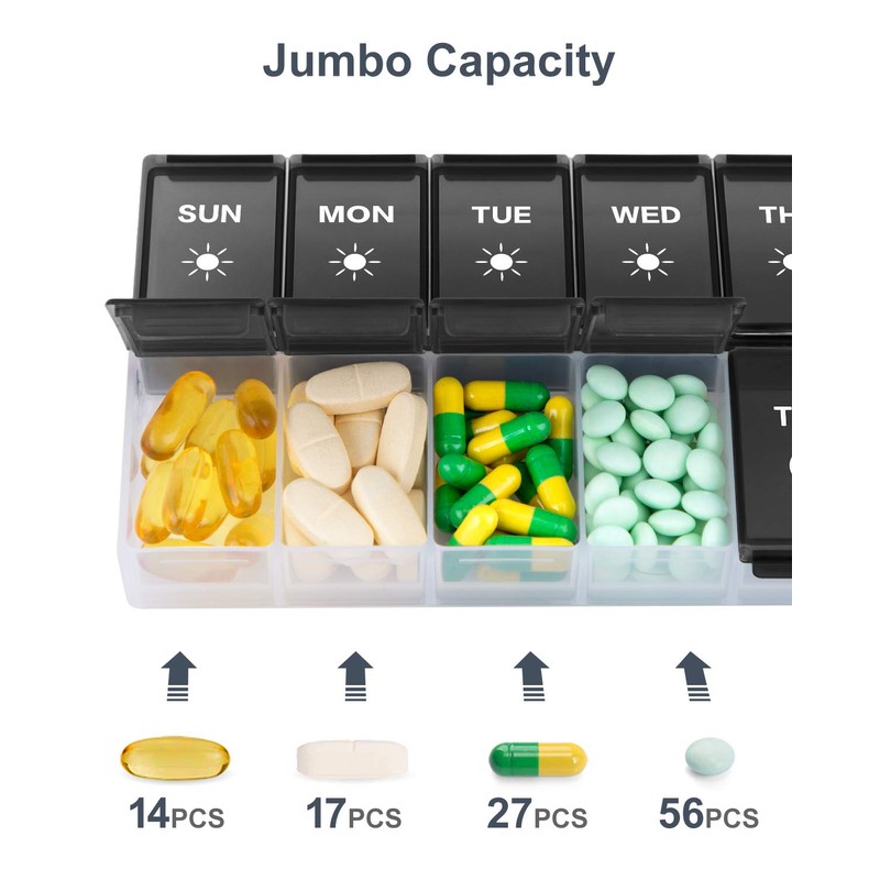 XL Weekly Pill Organizer 2 Times a Day, Fullicon Extra